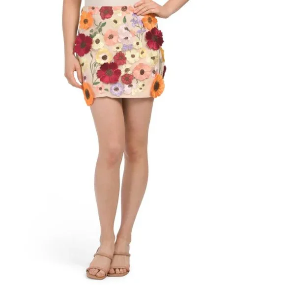 Embroidered velvet mini 2025 skirt endless rose